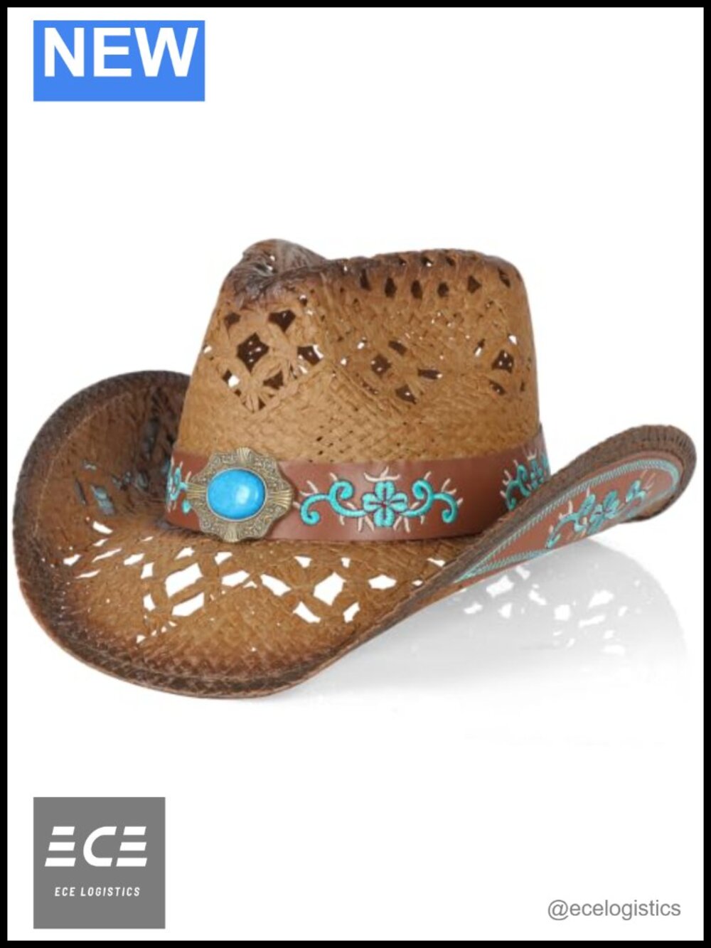 Straw Cowboy Hat Wide Shapeable Brim Adjustable Western Sun Hat